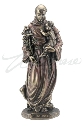 Veronese Design Wu76103a4 St. Anthony Holding Baby Jesus Statue Figurine Bronze Color
