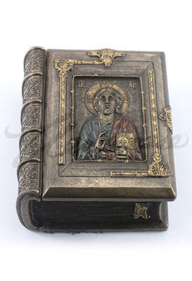 Veronese Design Wu75894a4 Christ Pantocrator Book Shaped Trinket Box