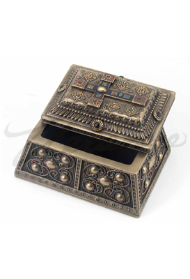 Veronese Design Wu75913a4 Medieval Style Cross Trinket Box - Bronze