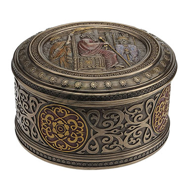 Veronese Design Wu76825a4 Darius The Great Round Trinket Box - Bronze