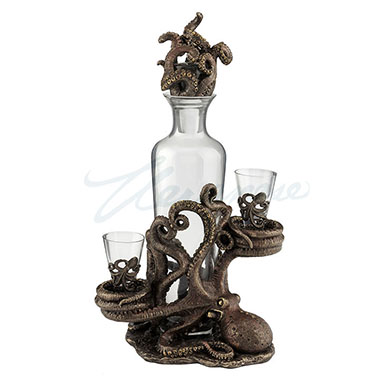 Veronese Design Wu76986y4 Octopus Spirit Decanter & Shot Glass Set