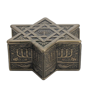 Veronese Design Wu76557a1 Star Of David With Menorah Trinket Box
