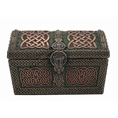 Veronese Design Wu76684a4 Celtic Pattern Treasure Chest Trinket Box - Green & Red