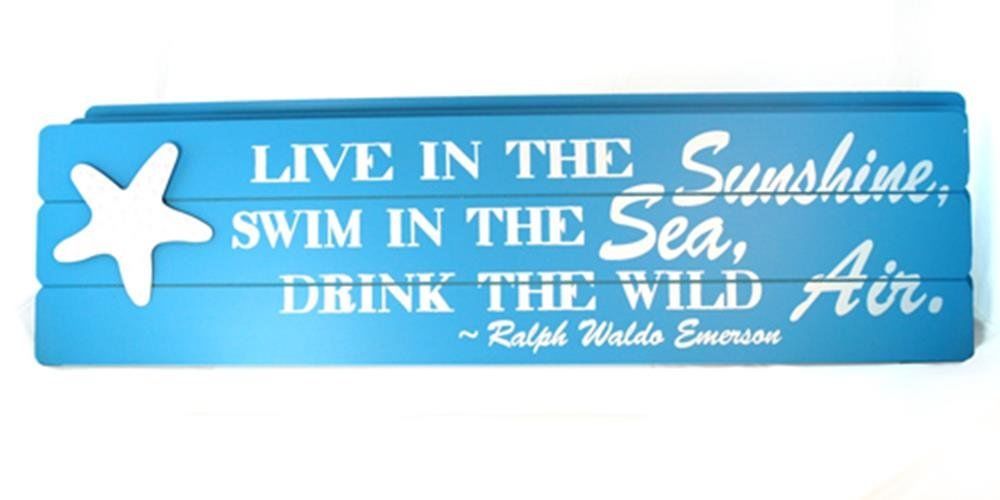 Sge-479 24 In. Nautical Wood Sign - Live, Swim & Drink, Blue - Pack Of 3
