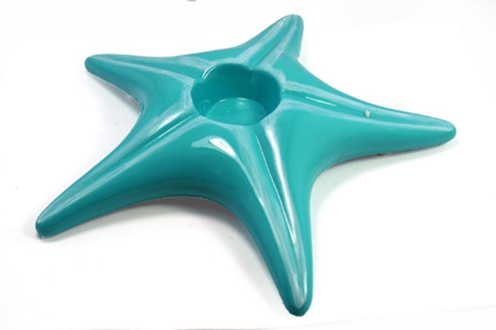 9 In. Ceramic Turquoise Starfish T-lite Holder