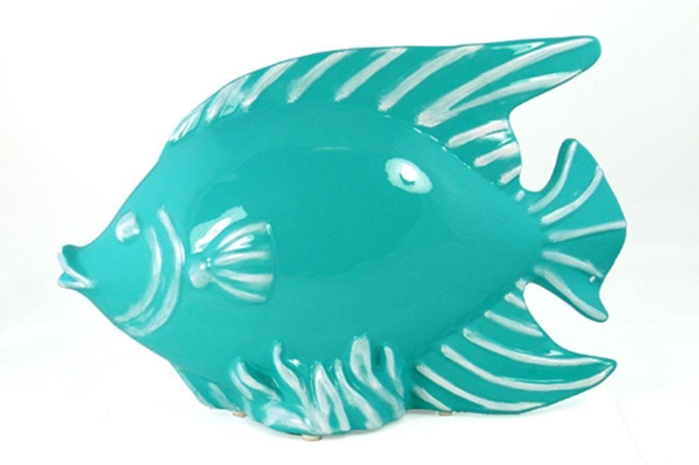 12.5 In. Ceramic Turquoise Fish Centerpiece