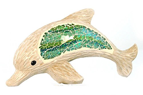 Hfe-822 6 In. Dolphin With Mosaic Design Decorative Figurine, Beige
