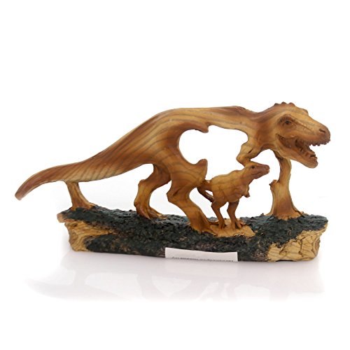 Mmd-197 7 In. T-rex Woodlike Carving Decorative Figurine, Brown