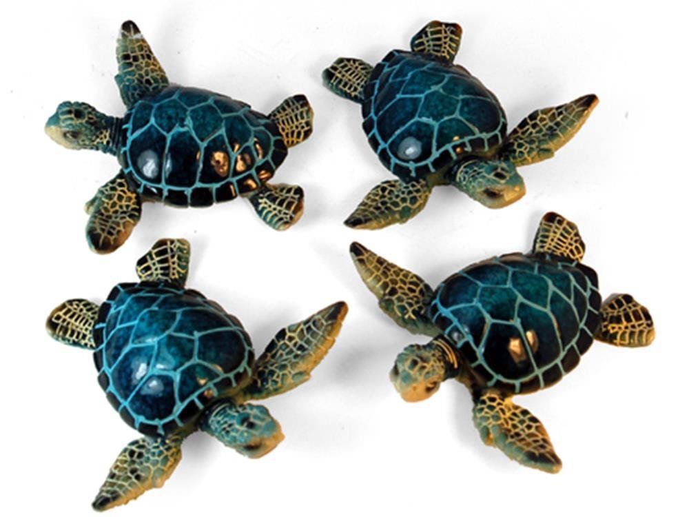 Yxc-939 3.5 In. Sea Turtle Decorative Figurines, Blue & Green - Pack Of 4