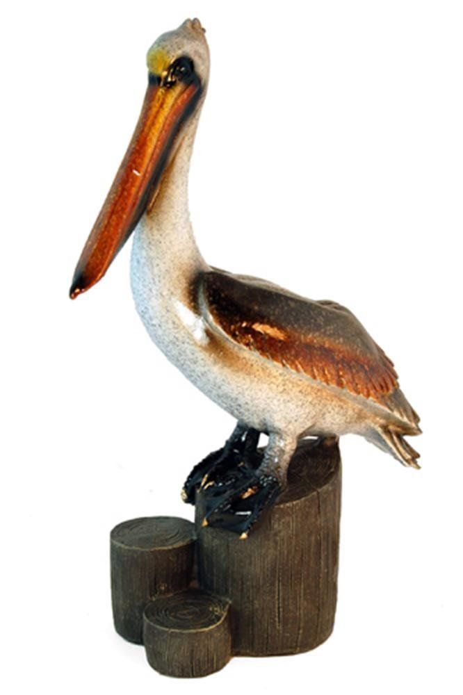 Yxe-758 12.5 In. Pelican Standing On Log Ceramic Decorative Figurine, Brown