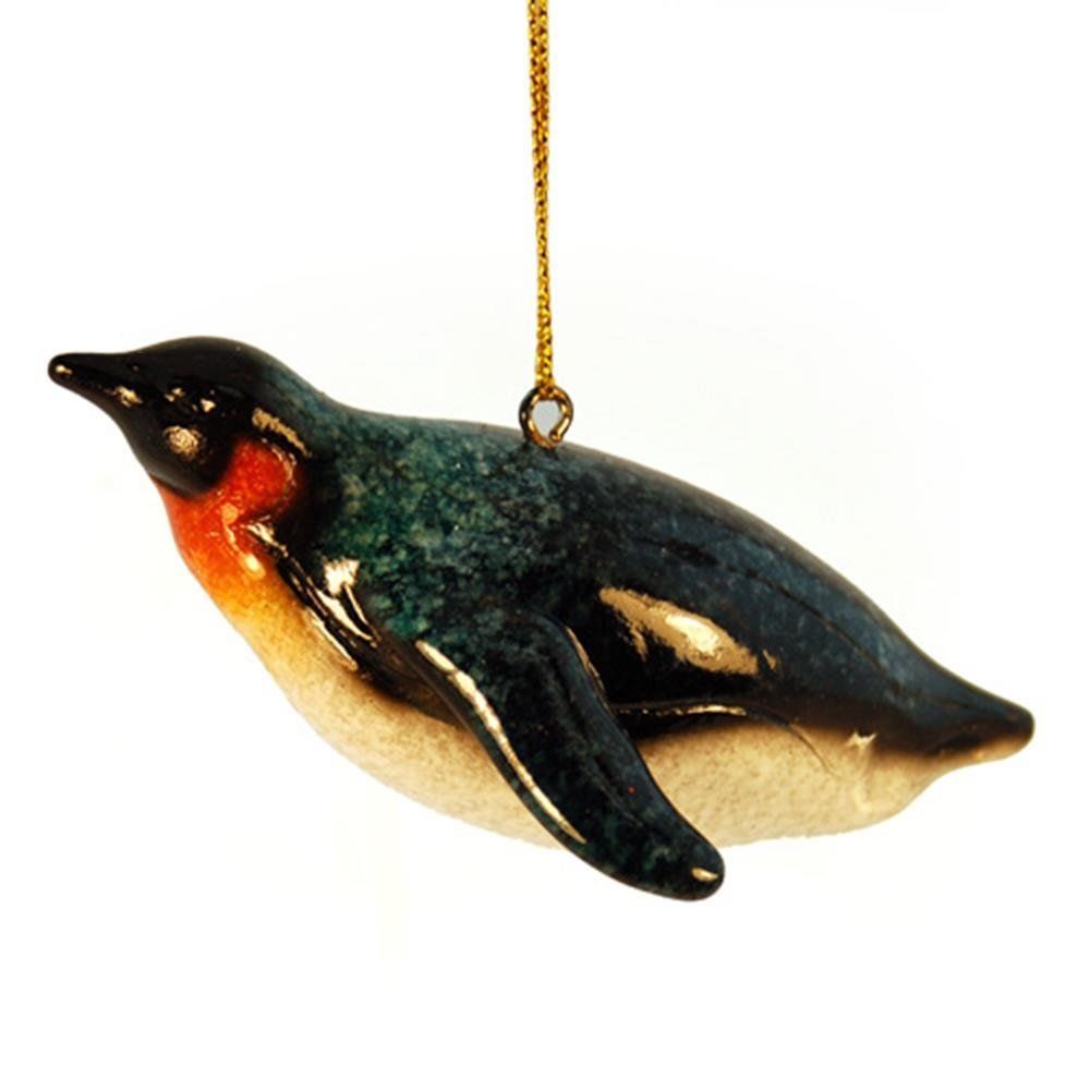 3.75 In. Penguin Swimming Ceramic Decorative Ornament, Black