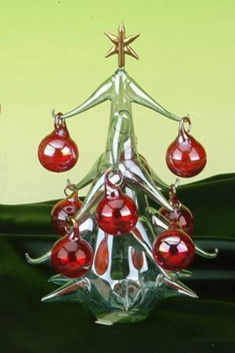 Bg-102m 8 In. Tree With Red Ornaments