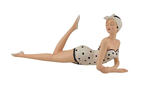 Jwe-065 14 In. Polka Dot Bathing Beauty Posing With Leg Up Figurine, White
