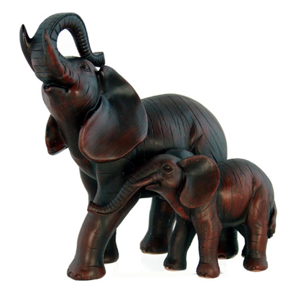 Kte-438 7 In. Elephant With Calf Decorative Safari Figurine, Burgundy