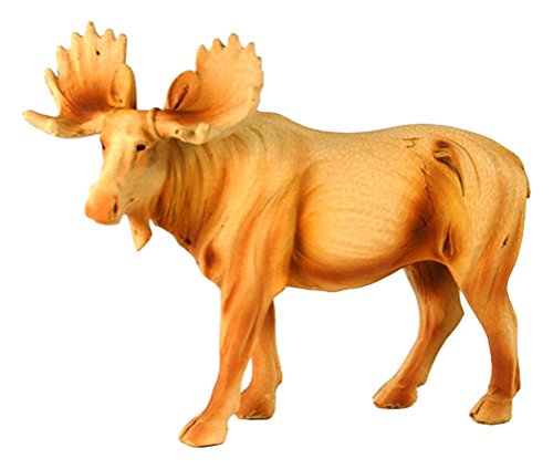 6 In. Walking Moose Carving Faux Wood Decorative Figurine, Brown