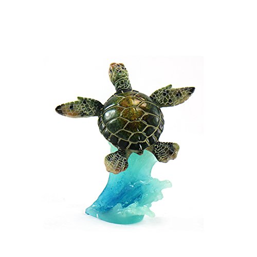Yxf-185 5 In. Green Sea Turtle On Wave
