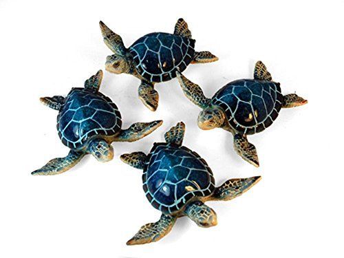 Yxc-937 4.25 In. Seaturtle Decorative Figurines, Blue - Pack Of 4