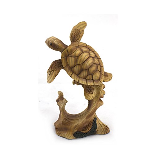 Unison Gifts 5 In. Woodlike Sea Turtle Swimming Figurine