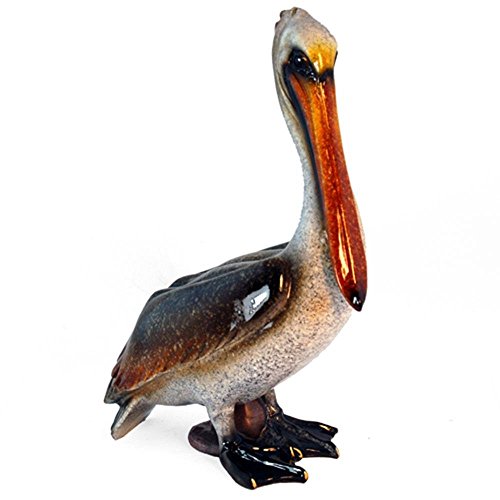 9 In. Pelican Standing Polished Ceramic Decorative Figurine, Brown