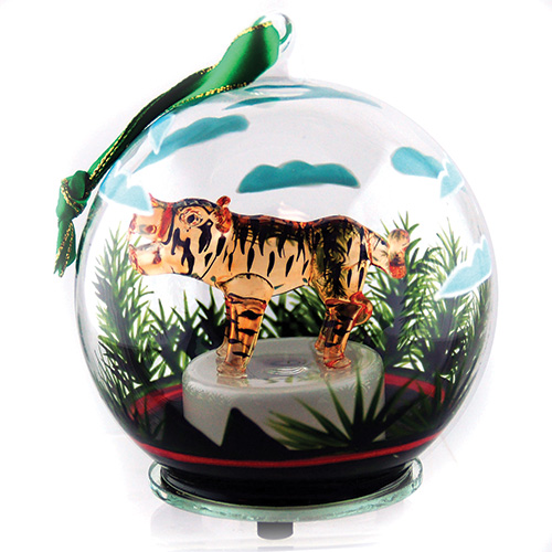 Hdf-811 4 In. Light Up Glass Ornament Tiger