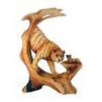 Mme-690 9 In. Tiger Scene Carving Faux Wood Decorative Figurine