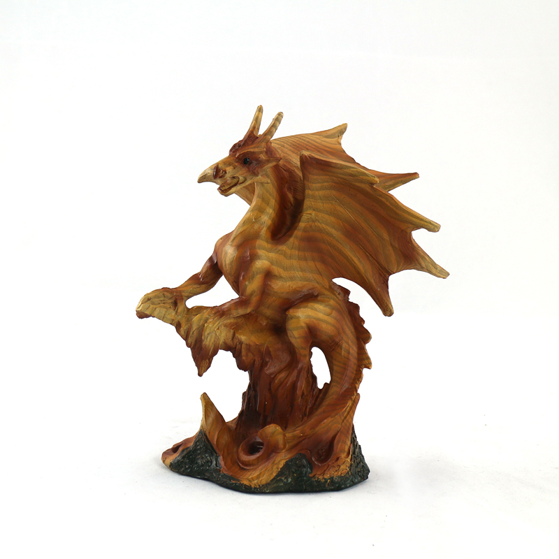 Mmf-306 8 In. Woodlike Dragon Figurine