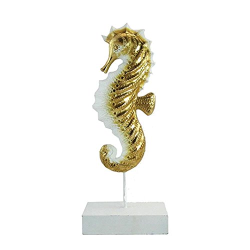 Upg-435 15.5 In. Gold With White Seahorse Stand