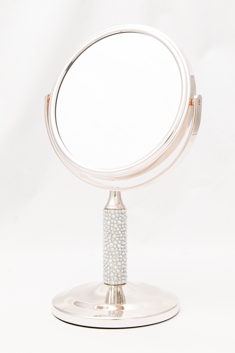 Soap D6522pcrg Pearl & Crystal Midi Mirror, Rose Gold - 5x Magnification