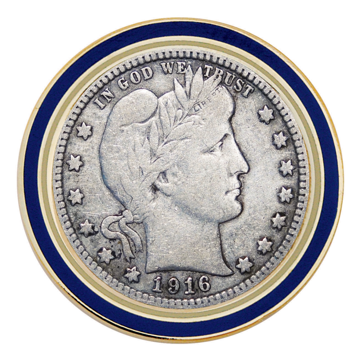 14264 Silver Barber Quarter Coin Lapel Pin