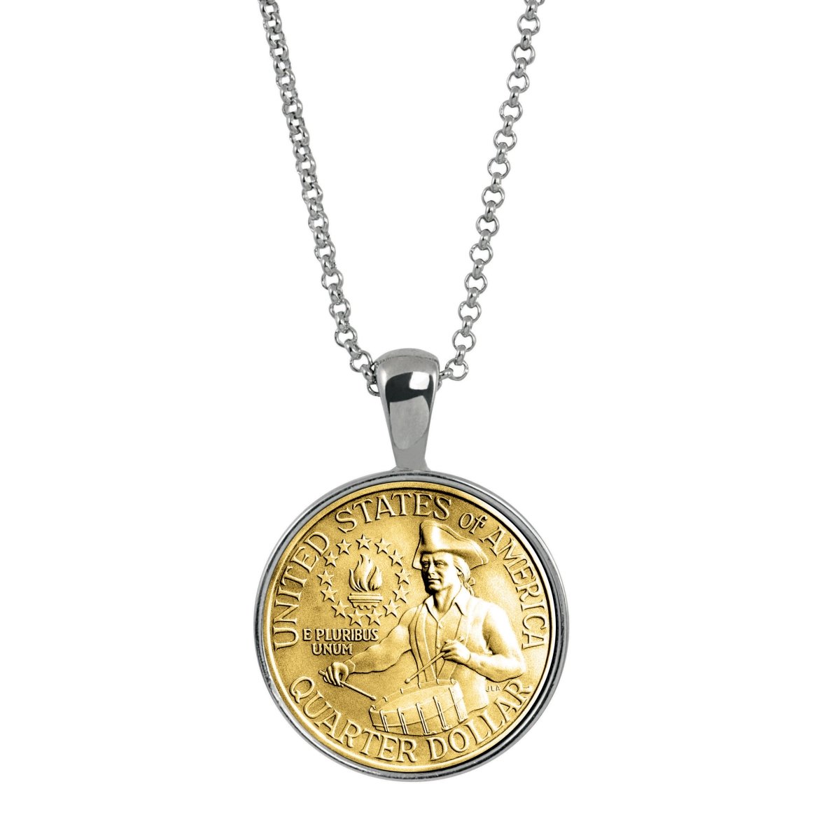 14377 Gold Layered Bicentennial Washington Quarter Coin Pendant
