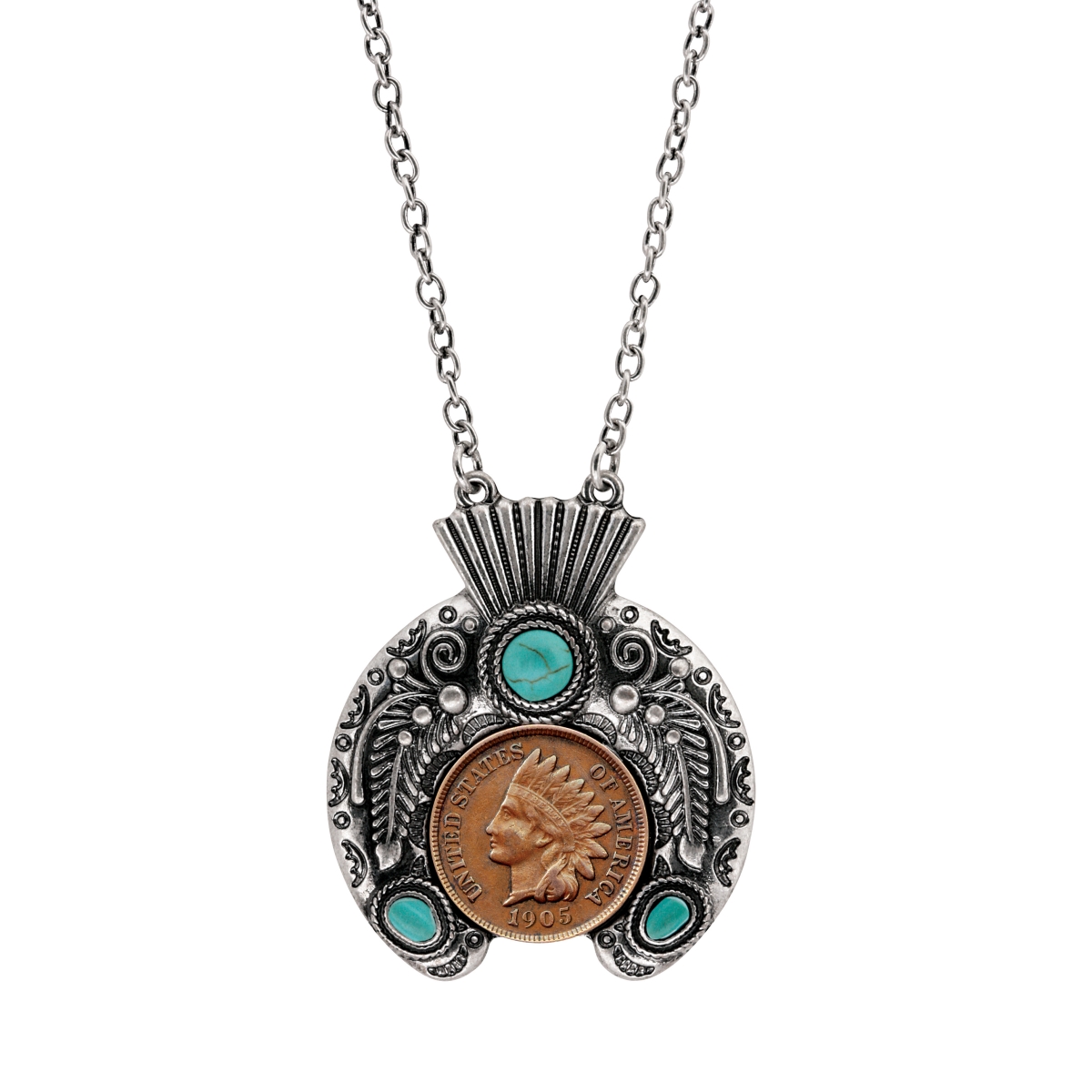 13970 Indian Penny Ornate Headdress Necklace