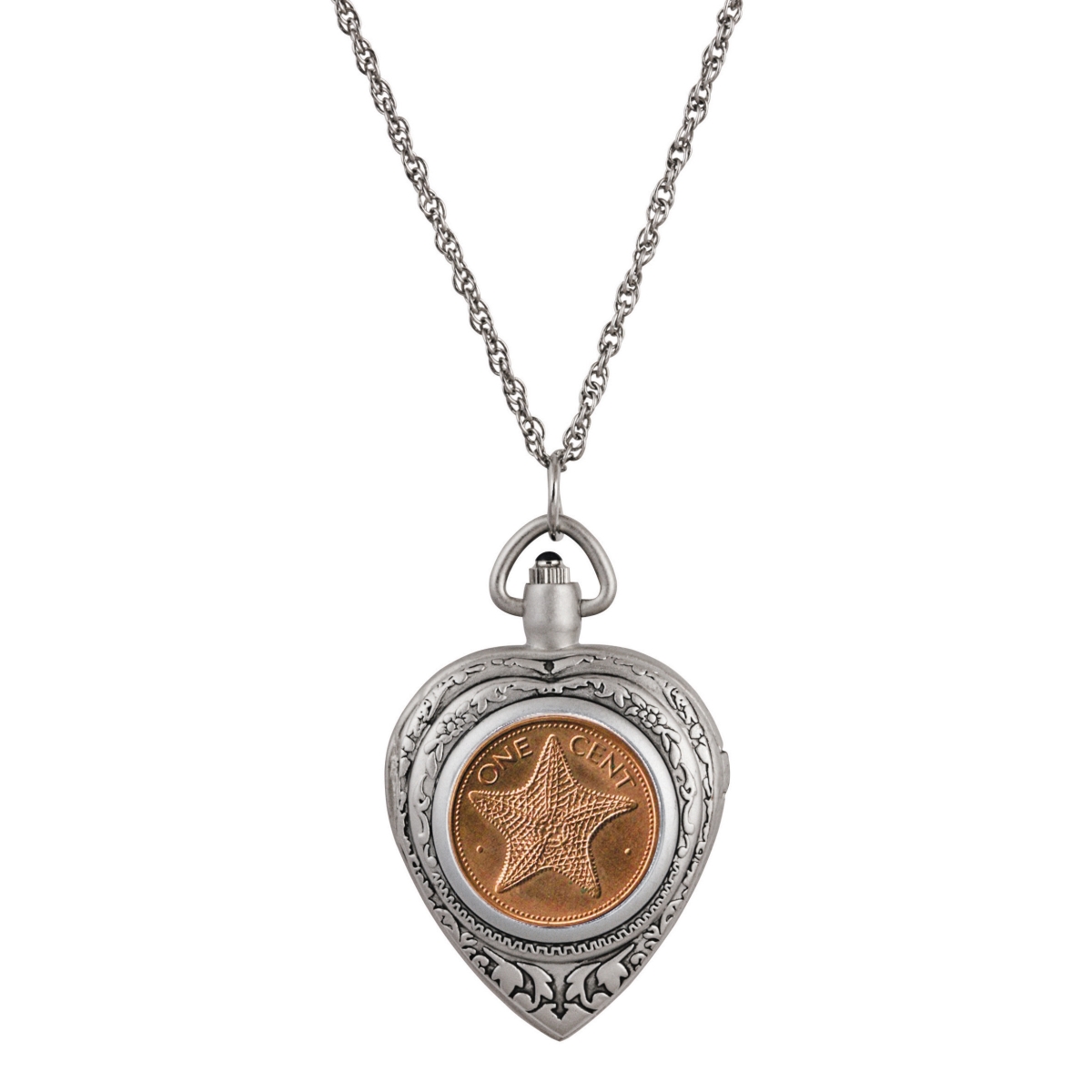 15332 Starfish Coin Heart Locket Pocket Watch Pendant