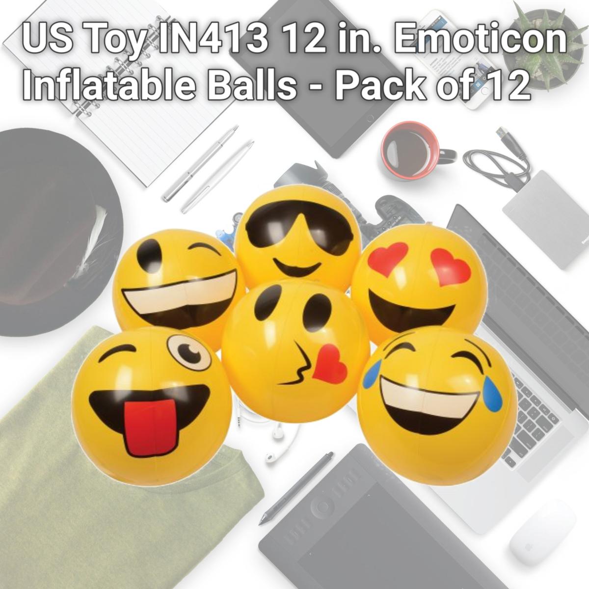 Picture of US Toy IN413 12 in. Emoticon Inflatable Balls - Pack of 12
