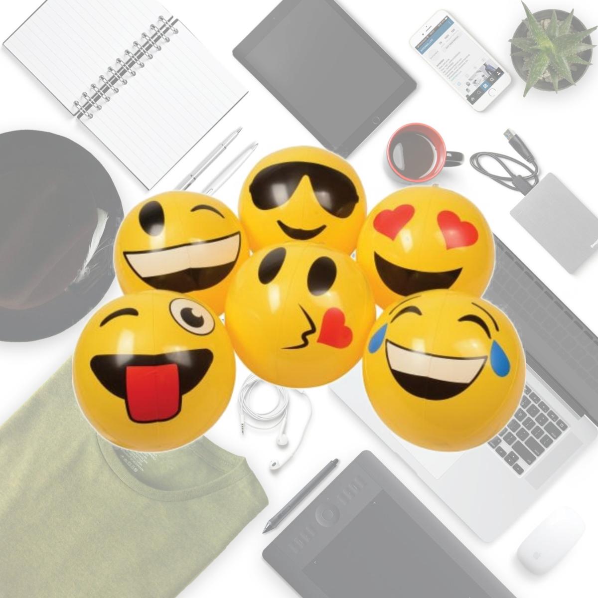 Picture of US Toy IN413 12 in. Emoticon Inflatable Balls - Pack of 12