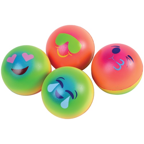 Us Toy 4517 Rainbow Emoji Stress Balls - Pack Of 12