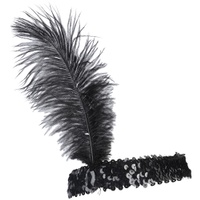Ostrich Feather Head Band - Black