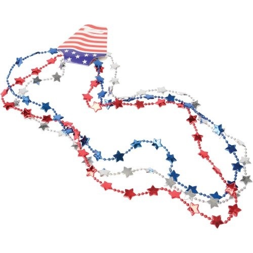 Us Toy Us46 Patriotic Flat Star Beads - Pack Of 3