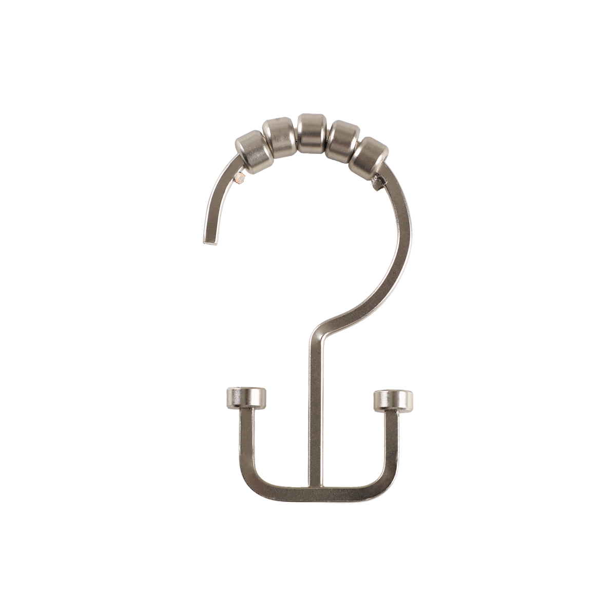 Deco Flat Double Roller Shower Curtain Hooks Brushed Nickel