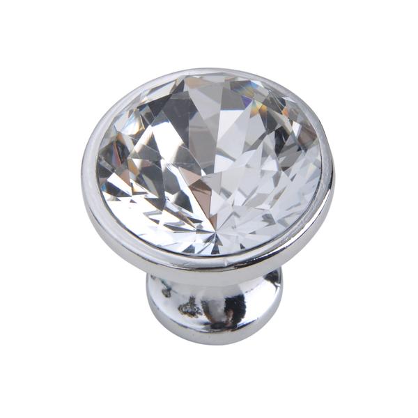 Gleam Crystal Cabinet Knob Polished Chrome 1.2&#8243; Diameter
