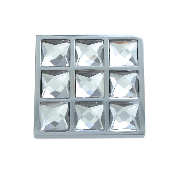 Gleam Grid Polished Chrome Square Cabinet Knob 1.5&#8243;
