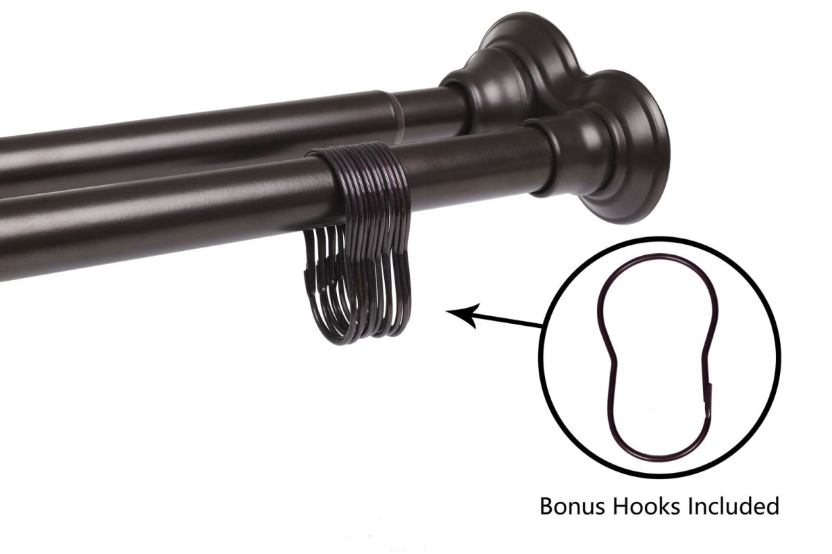 Ds1rb 42 - 72 In. Rustproof Aluminum Double Tension Straight Shower Curtain Rod - Oil Rubbed Bronze
