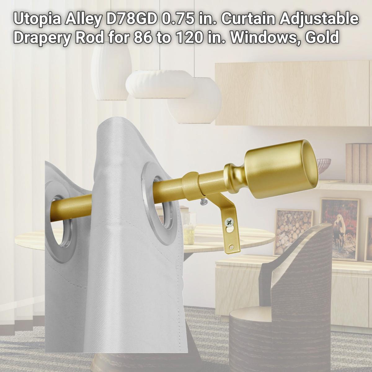 Picture of Utopia Alley D78GD 0.75 in. Curtain Adjustable Drapery Rod for 86 to 120 in. Windows&#44; Gold