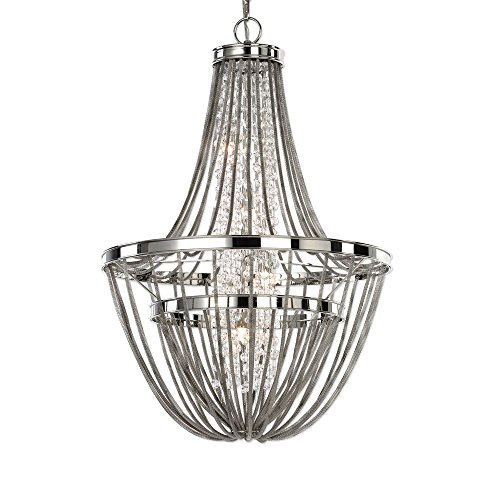 21302 Couler Polished Nickel 4 Light Chandelier - Steel & Glass