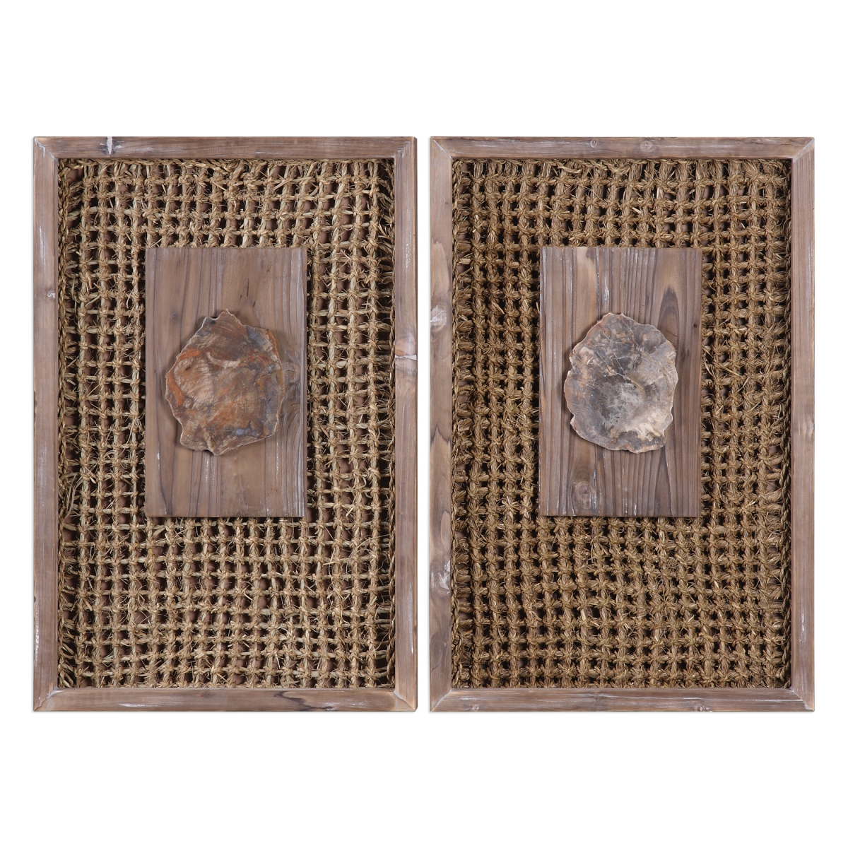 04126 Endicott Petrified Wood Panels, Set Of 2