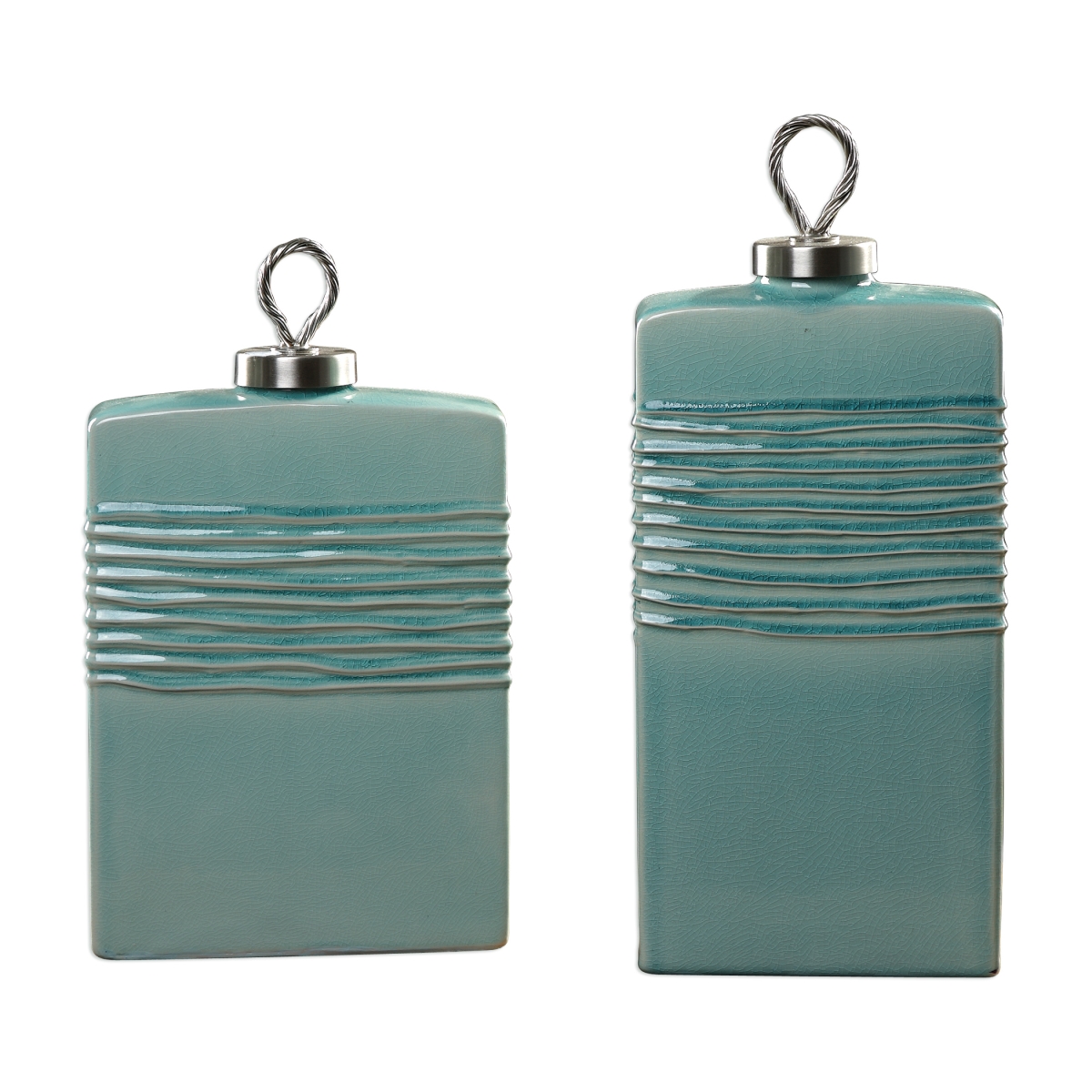 18828 Rewa Green Ceramic Containers, Set Of 2