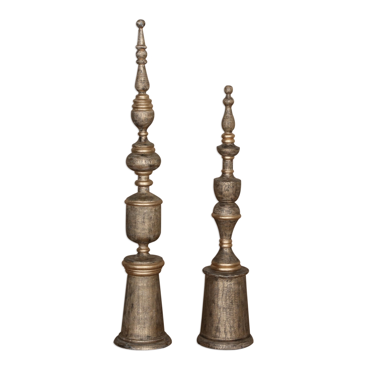 18847 Nalini Antique Gold Finials, Set Of 2