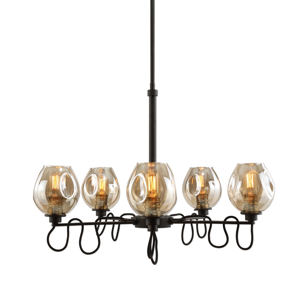 21312 Fritz 5 Light Gold Glass Chandelier