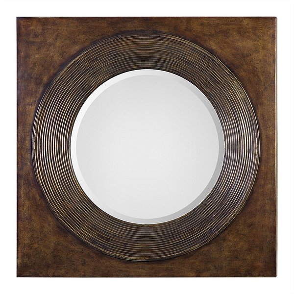 09163 Eason Golden Bronze Round Wall Mirror