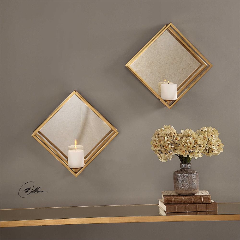 04167 Zulia Gold Candle Sconces, Set Of 2