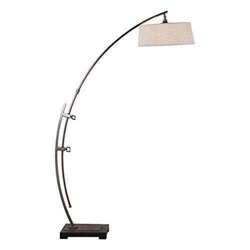 28135-1 Calogero Bronze Arc Floor Lamp - Iron, Fabric & Resin